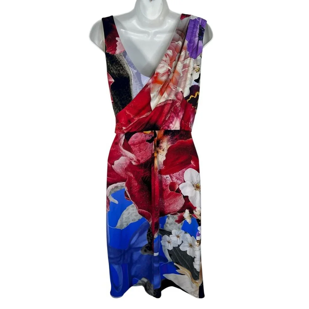 Roberto Cavalli Araki Printed Floral Dress Gathered Mini Multicolor 44  US 10 - Picture 8 of 16
